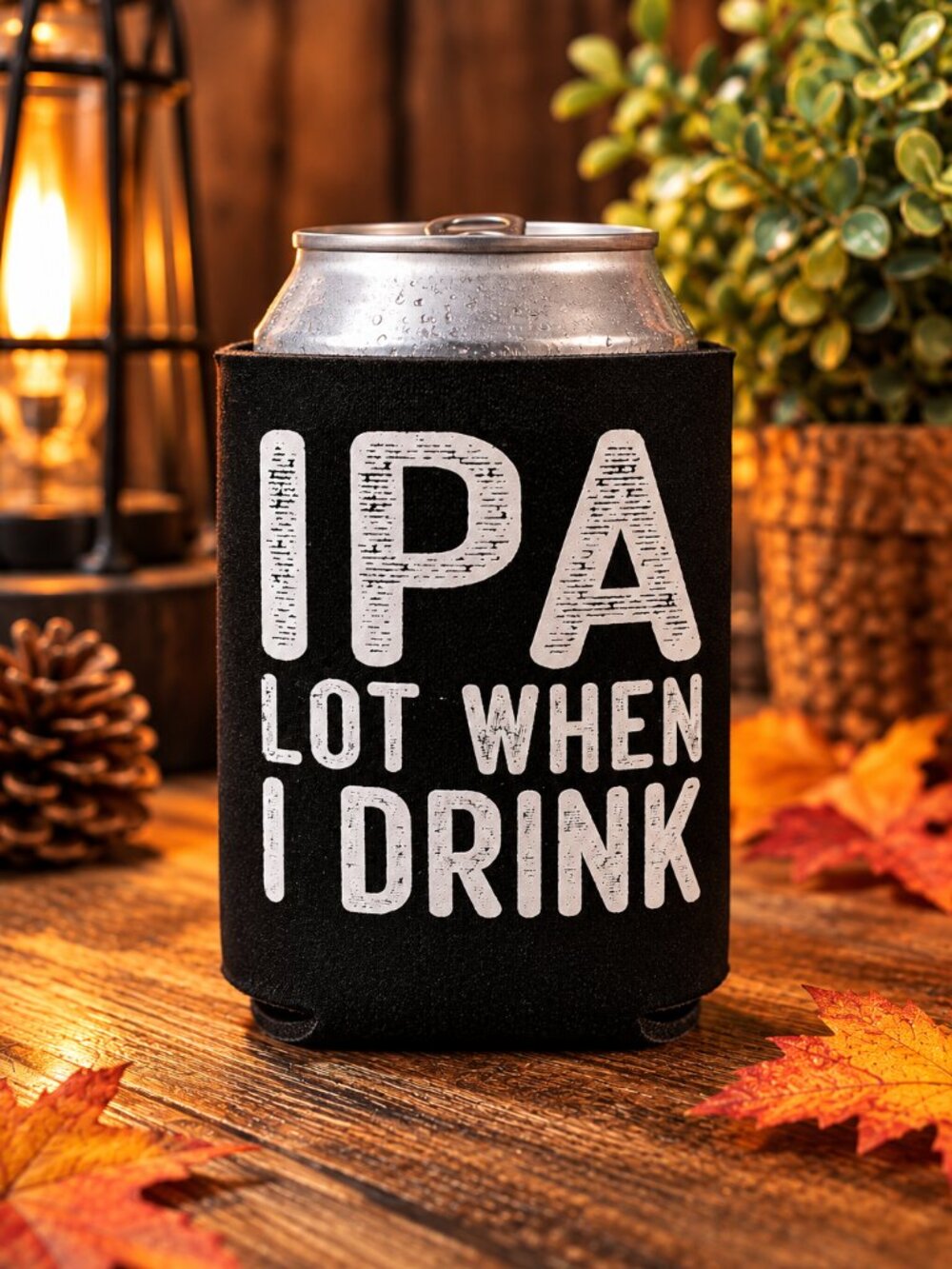 IPA Lot When I Drink Can Coolers Set of 4 Black Funny Beer Koozies
